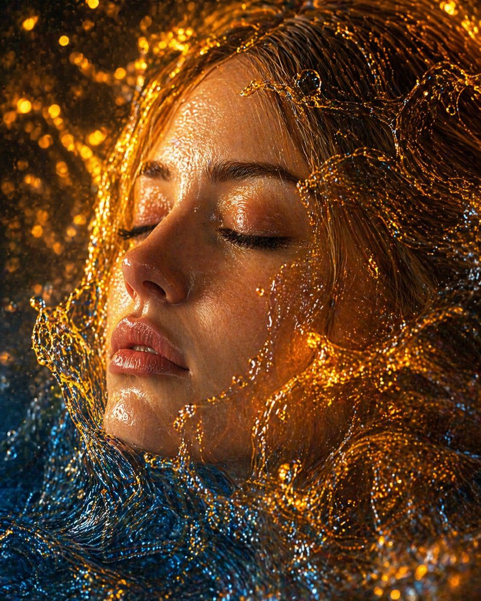 Surreal Molten Gold Liquid Portrait example 2