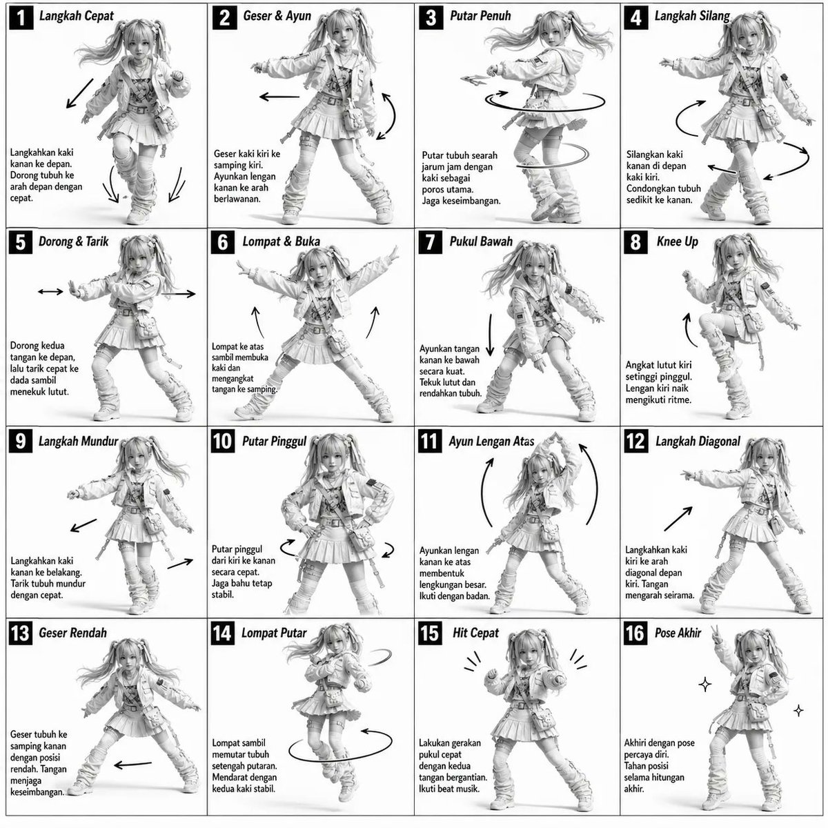 Comic / Storyboard - 3D Grayscale Dance Reference Sheet - Image 1