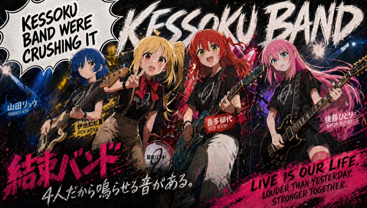 Kessoku Band Gritty Anime Poster