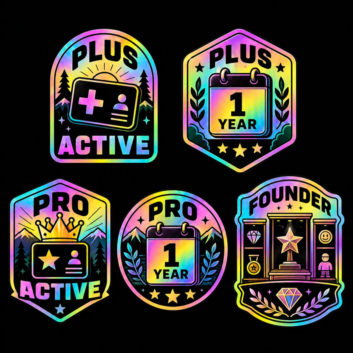 Holographic Membership Badge Set