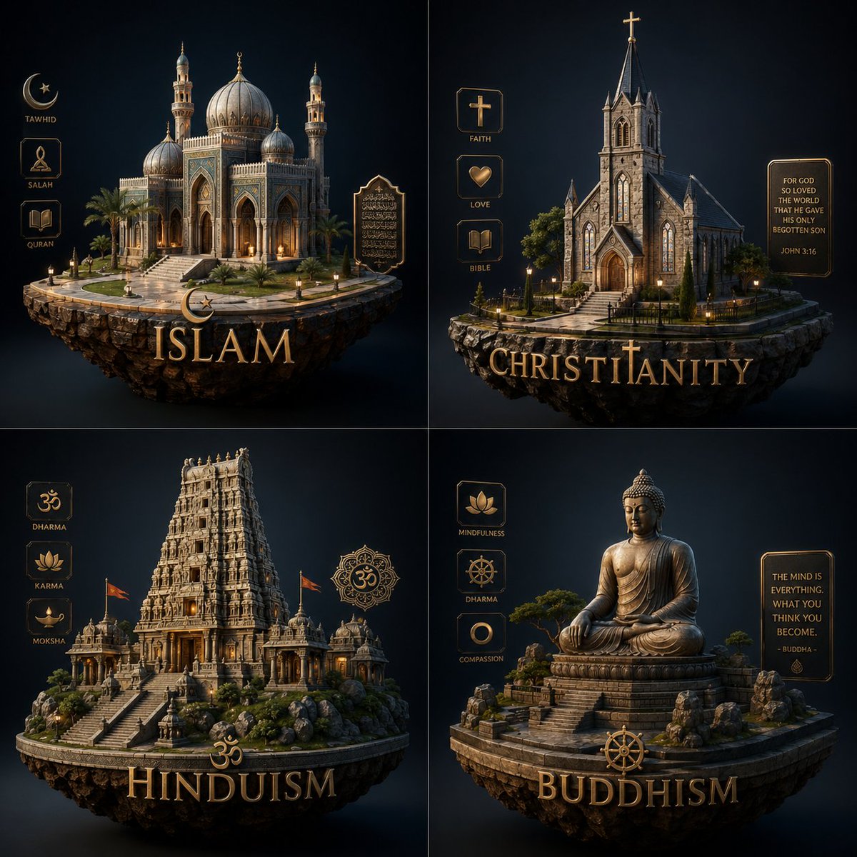 Infographic / Edu Visual - Luxury Religion Concept Poster Grid - Image 1