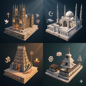 Isometric Religion Architecture Grid