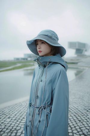 Rainy Blue Editorial Portrait