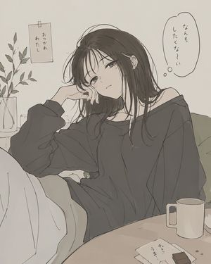 Exhausted Girl in a Quiet Room