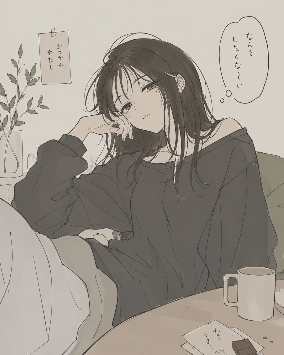 Exhausted Girl in a Quiet Room