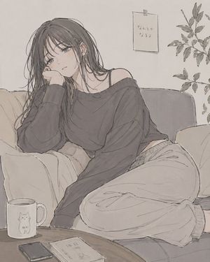 Relaxed Woman on Sofa Sketch