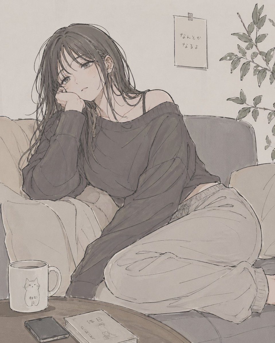 Relaxed Woman on Sofa Sketch