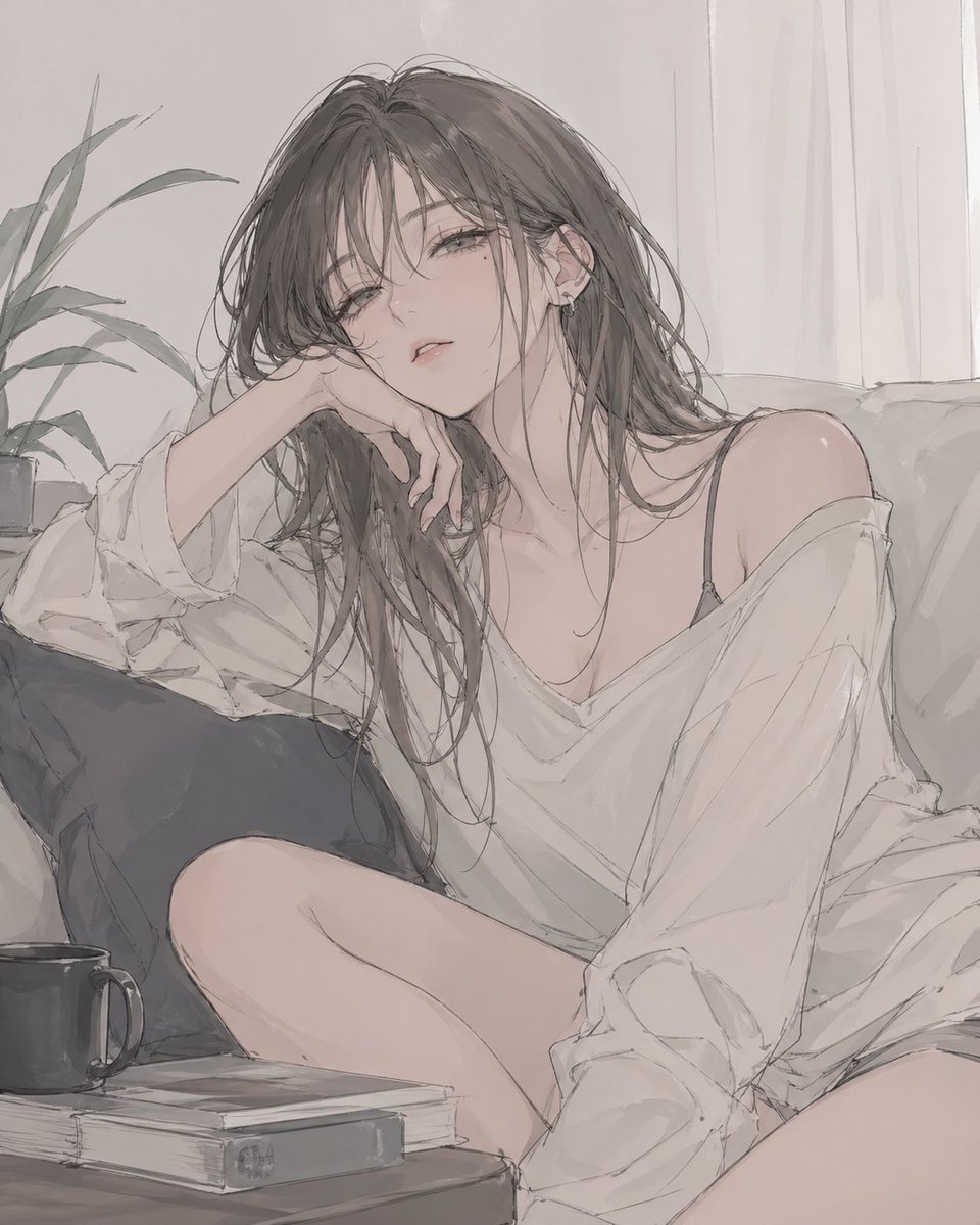 Relaxed Woman on Sofa Illustration