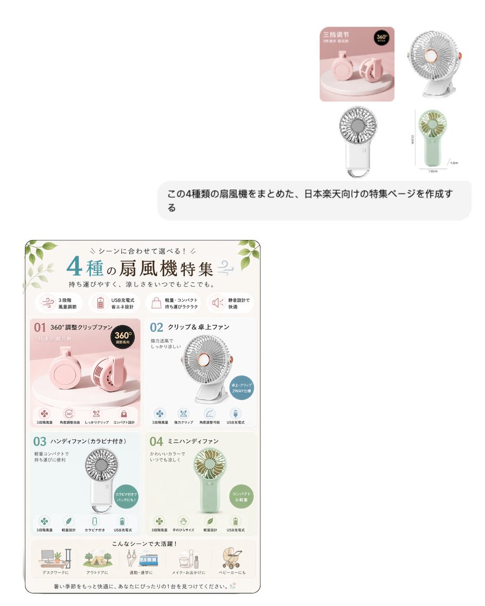Japanese EC Portable Fan Feature Page