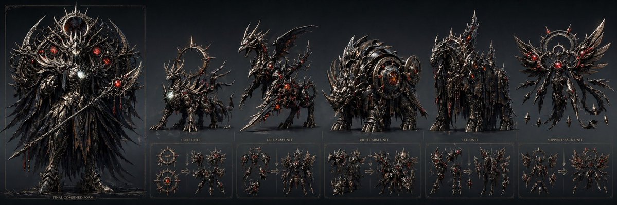 Comic / Storyboard - Gothic Combining Mecha Concept Sheet - Image 1