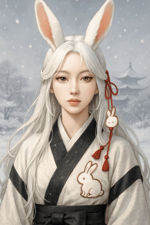 Snowy Rabbit Spirit Portrait