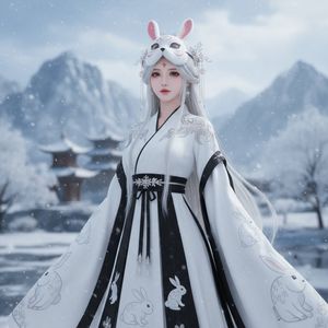 Snow Rabbit Mask Hanfu Portrait