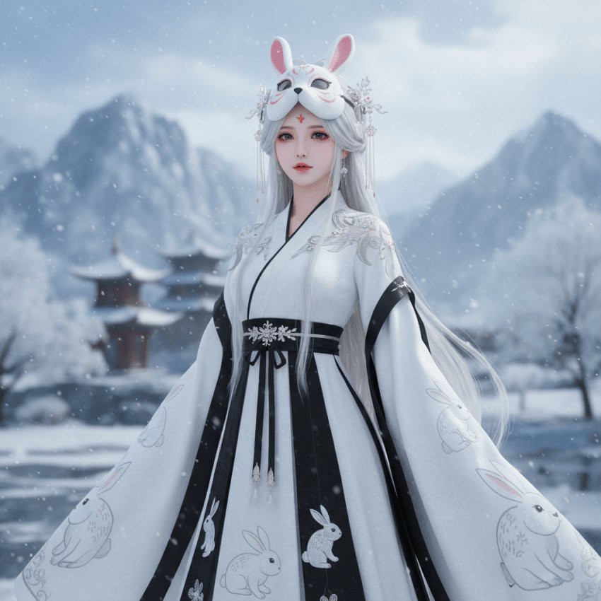 Profile / Avatar - Snow Rabbit Mask Hanfu Portrait - Image 1