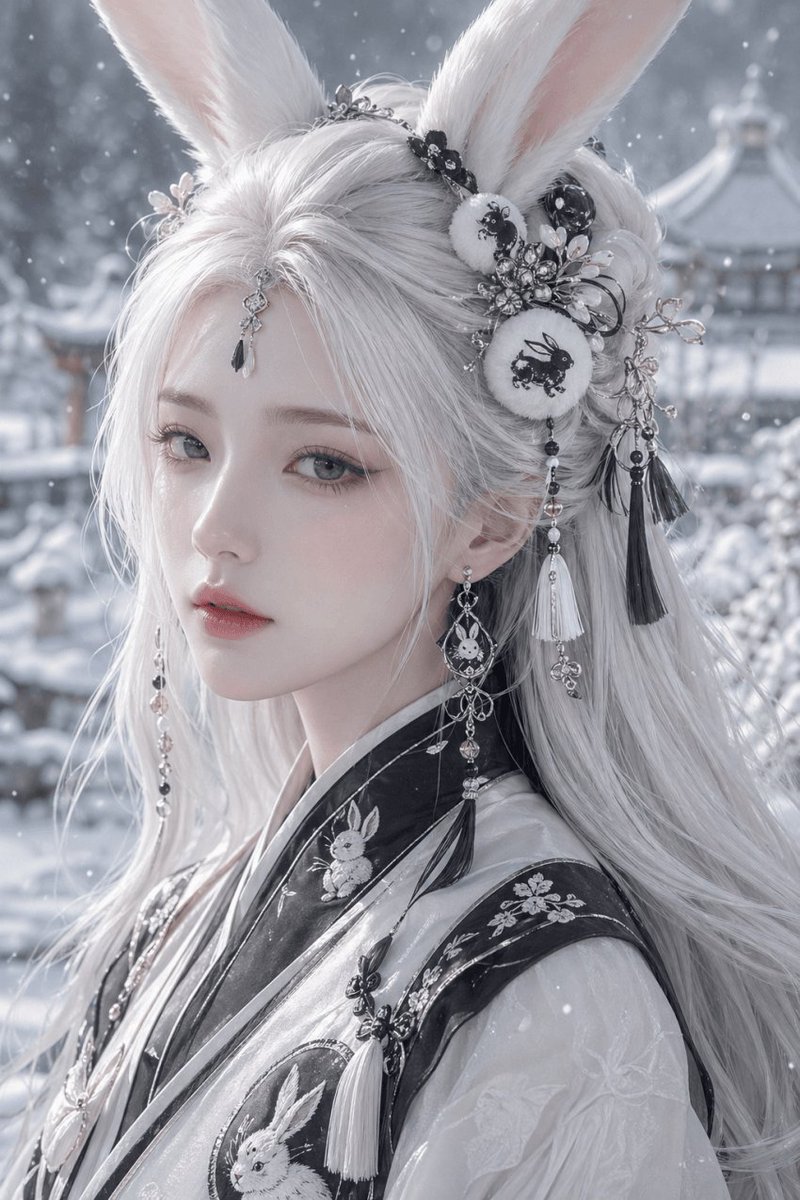 Profile / Avatar - Snowy Rabbit Hanfu Portrait - Image 1
