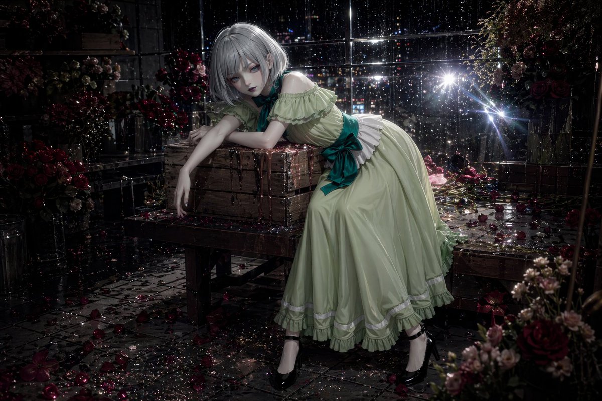 Comic / Storyboard - Rainy Night Floral Gothic Portrait - Image 1