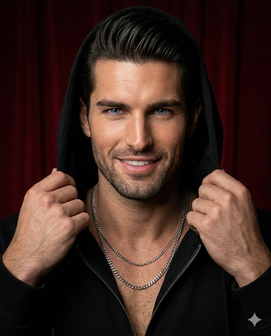 Sample output image for Ultra-Realistic Hooded Male Portrait