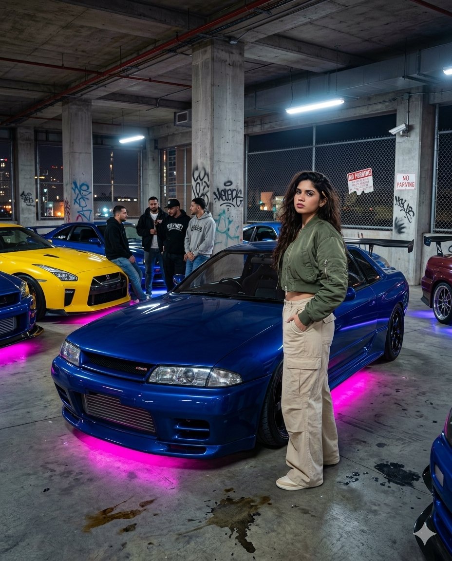 Sample output image for Cinematic Urban Car Meet Scene
