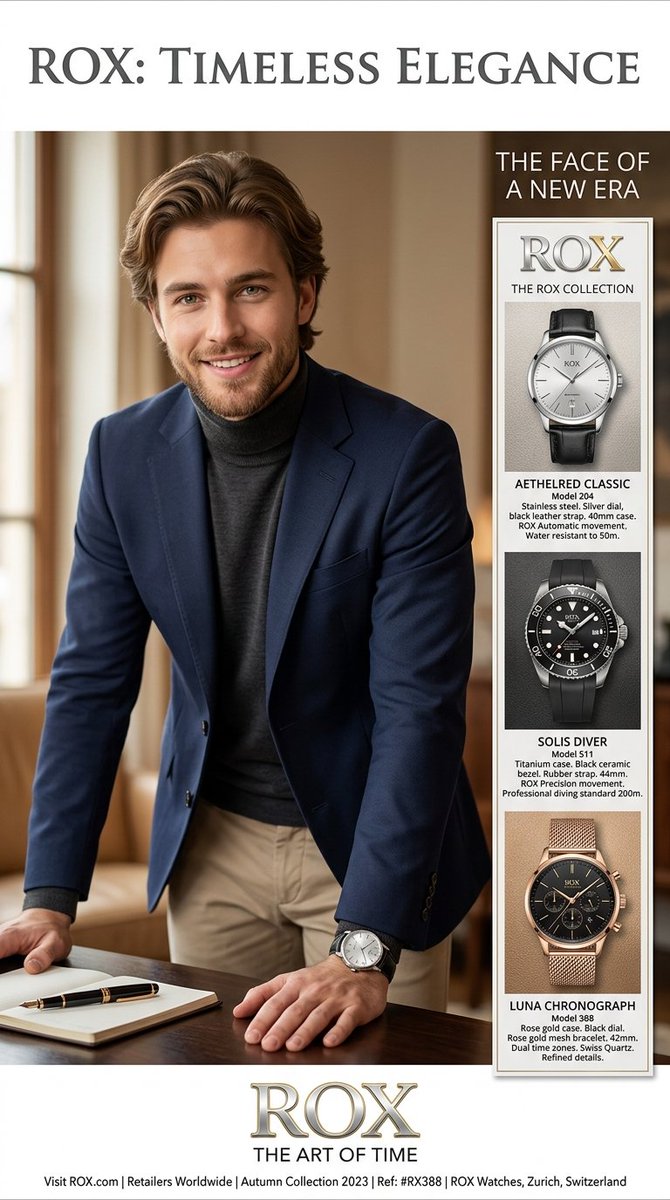 Sample output image for Luxury Watch Magazine Advertisement