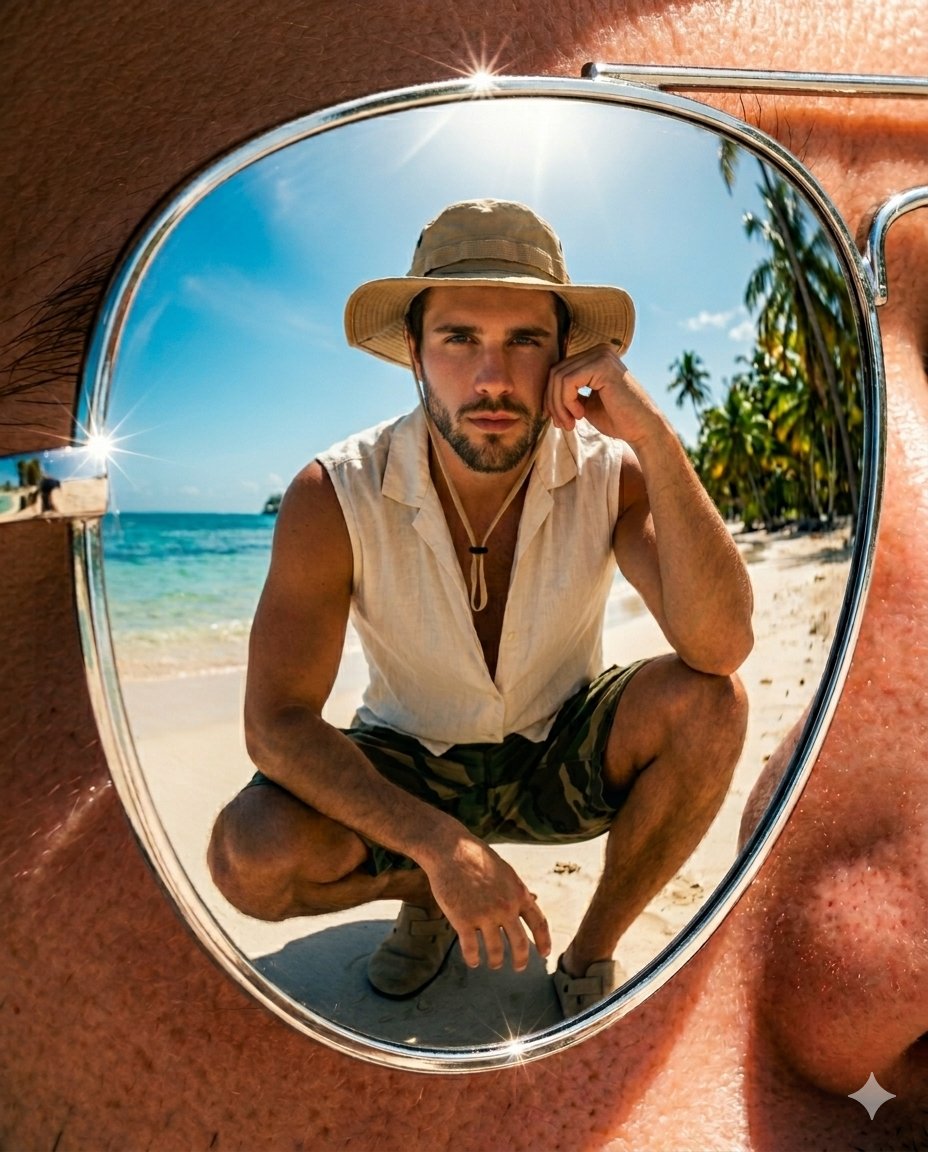 Sample output image for Tropical Beach Reflection in Sunglasses