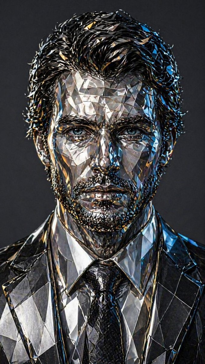 Futuristic Low-Poly Metallic Portrait example 3