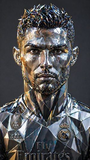 Futuristic Low-Poly Metallic Portrait