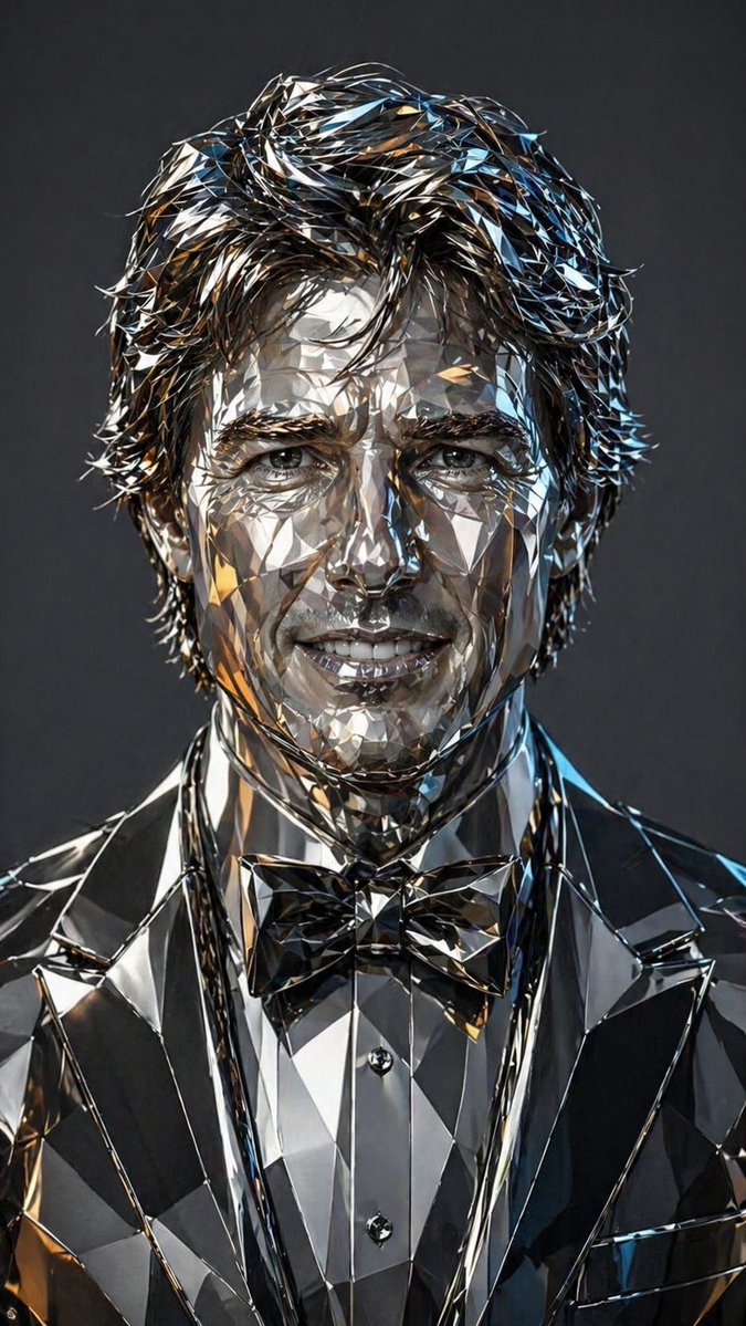 Futuristic Low-Poly Metallic Portrait example 2