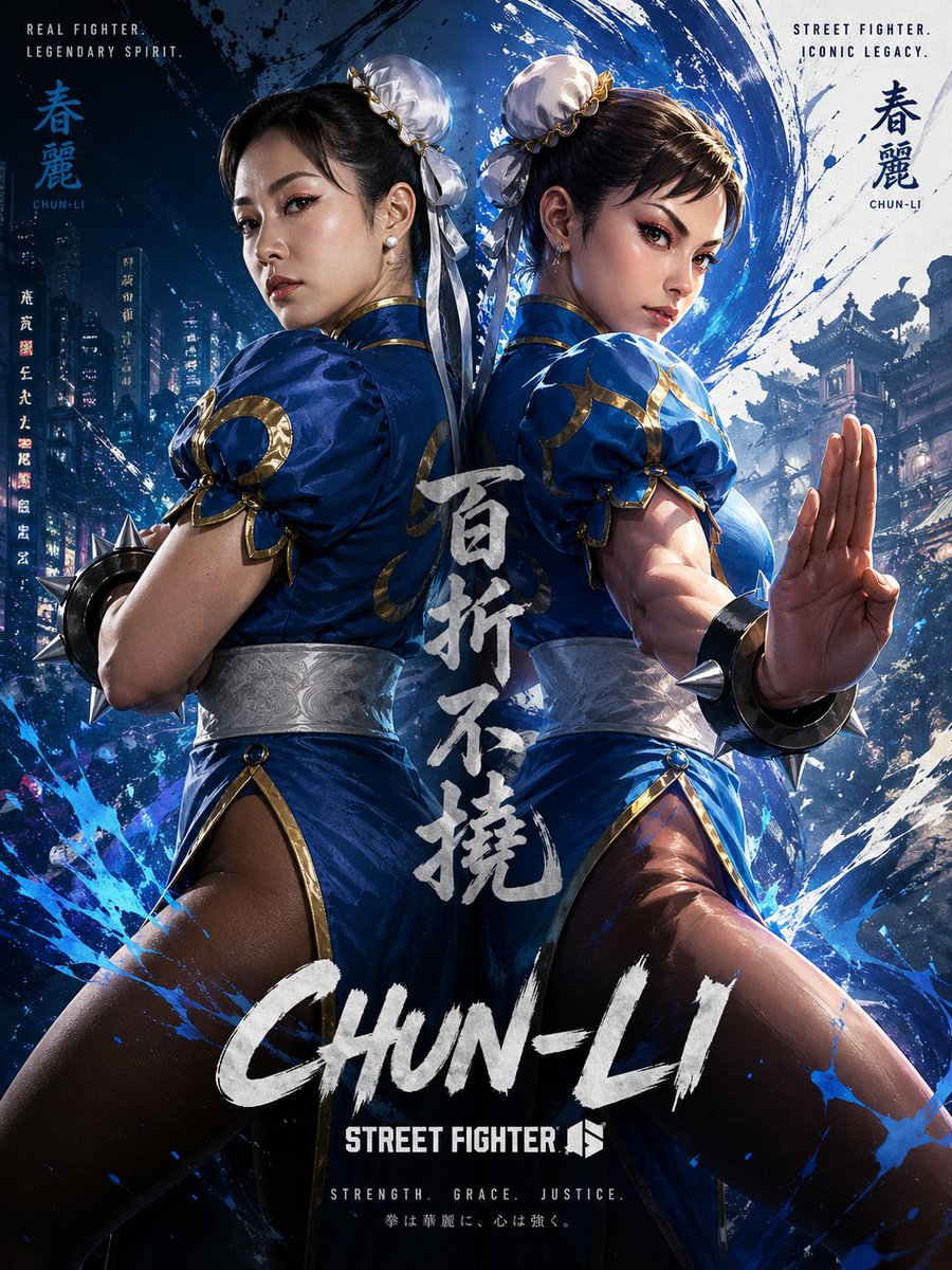 Chun-Li Digital vs Real Poster
