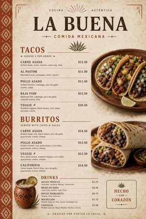 Modern Mexican Restaurant Menu Design