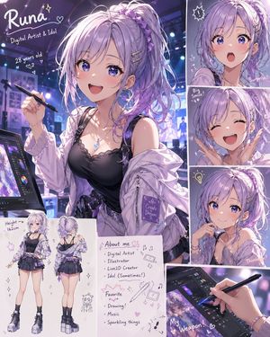Lavender Anime Artist Profile Sheet