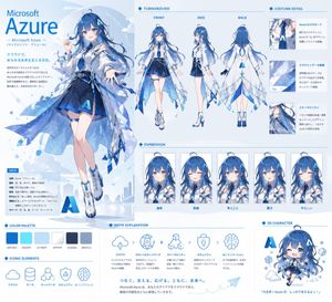 Azure Anime Mascot Reference Sheet