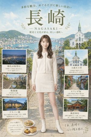 Nagasaki Travel Poster with Central Woman
