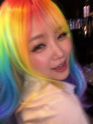 Awkward Blurry Nightclub Rainbow Hair Shot