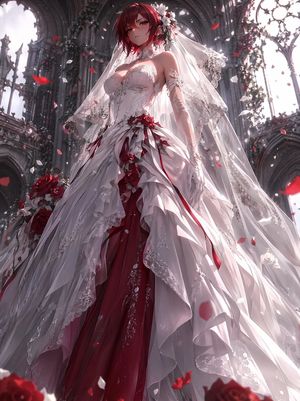 Crimson Accent Gothic Bridal Gown