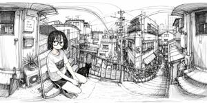 Ink 360 Panorama of Tokyo Backstreet
