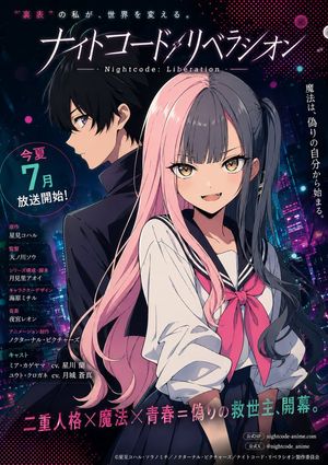 Neon Anime Poster with Dual-Protagonist Mood
