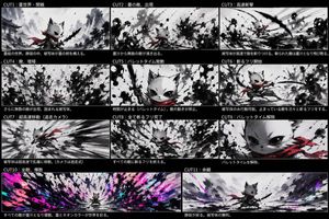 Ink Neon Cat Samurai Storyboard