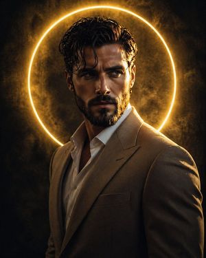 Cinematic Male Portrait with Neon Halo