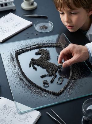 Magnetic Iron Filings Logo Scene