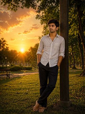 Cinematic sunset park scene