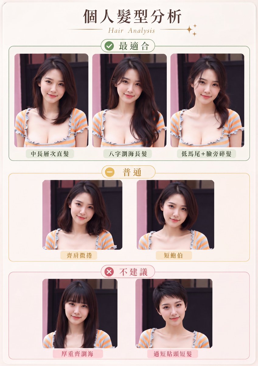 Personal Hairstyle Analysis Card AI 이미지 프롬프트 예시