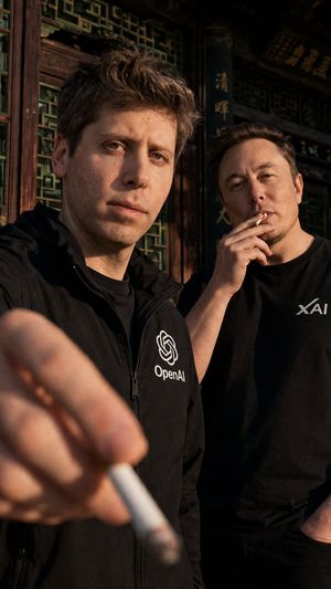 Cinematic Tech Leaders Smoking Portrait