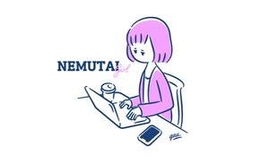 Sleepy Girl at Laptop Illustration