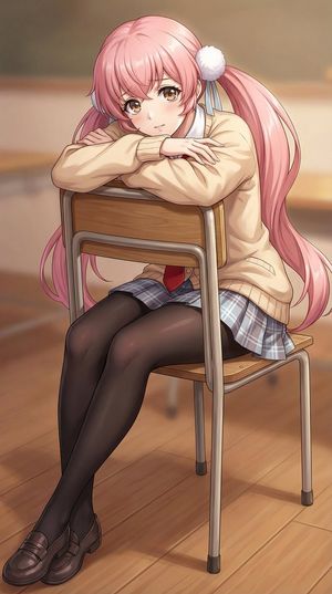Anime Schoolgirl Hugging Chair