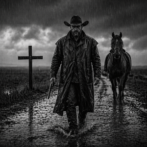 Rain-Soaked Dark Western Gunslinger