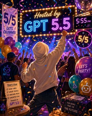 Neon GPT 5.5 Celebration Party