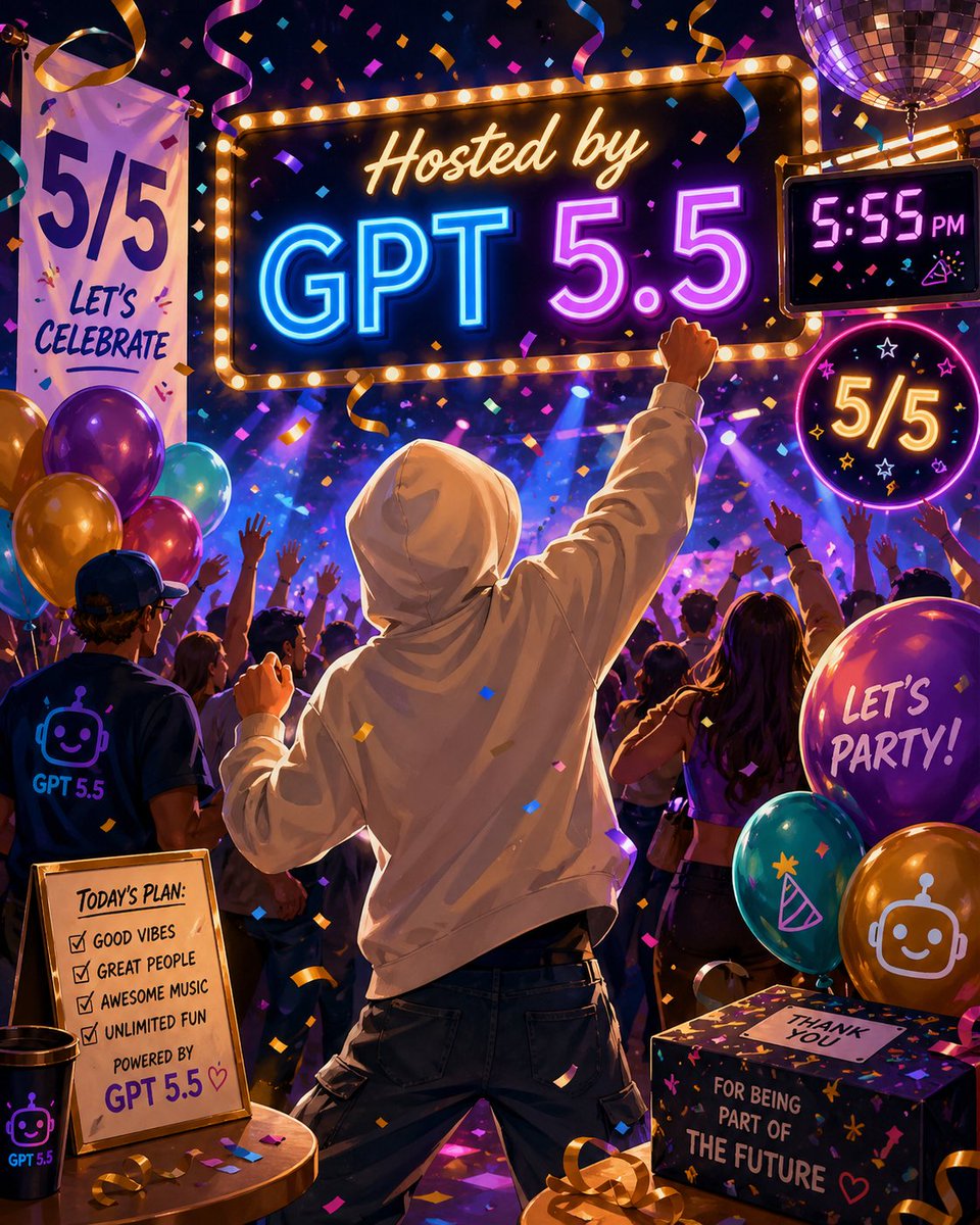 Neon GPT 5.5 Celebration Party