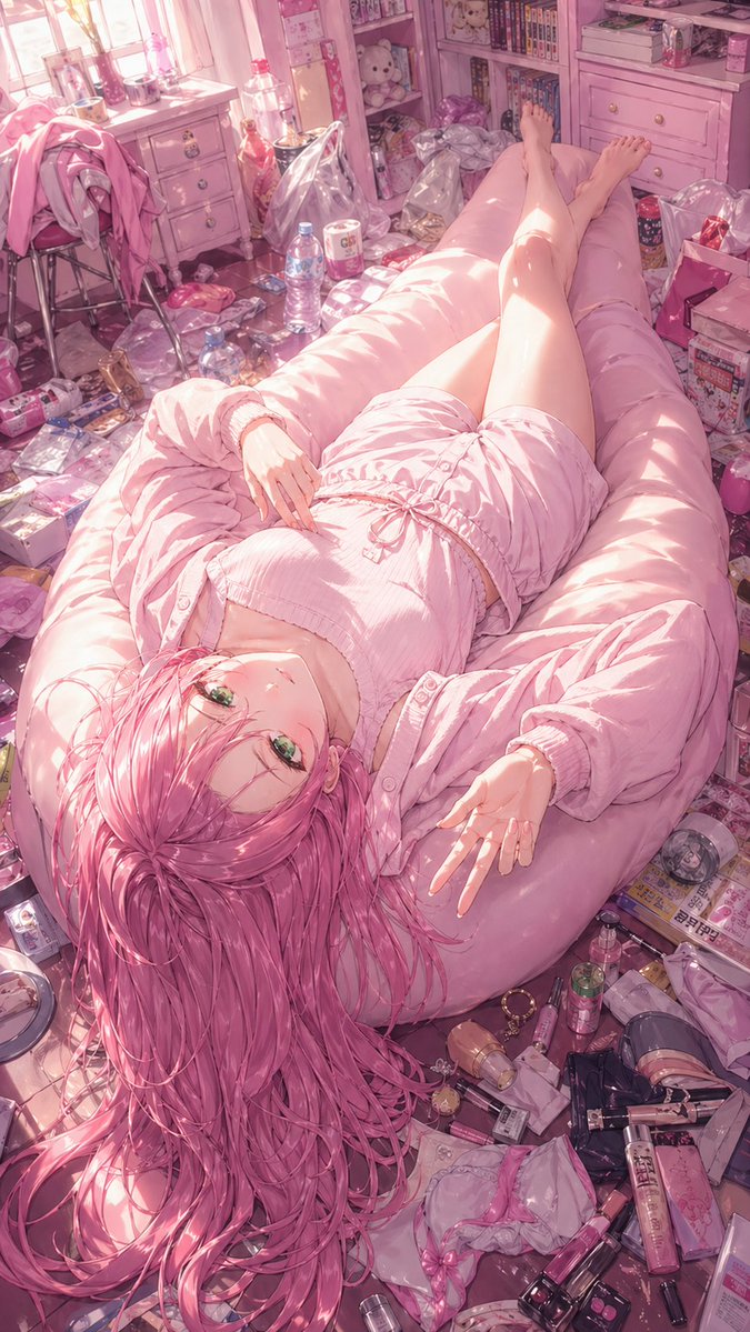 Pink Bedroom Anime Girl