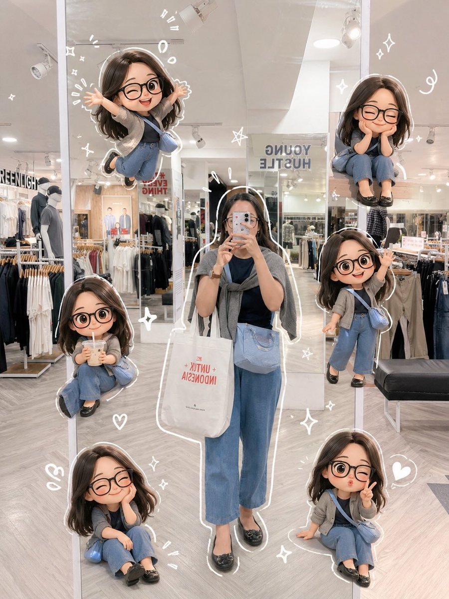 Sample output image for Chibi Mirror Selfie with Kawaii Doodles