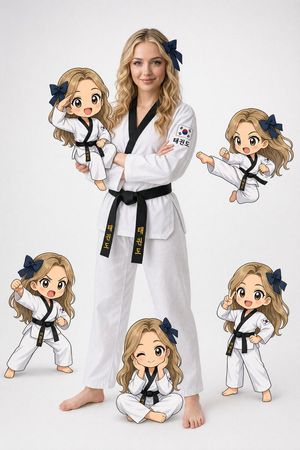 Taekwondo Woman and Chibi Versions