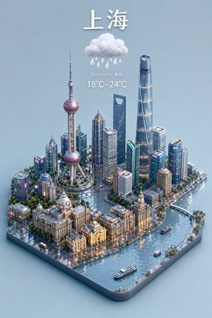 3D Isometric Miniature City Weather Map